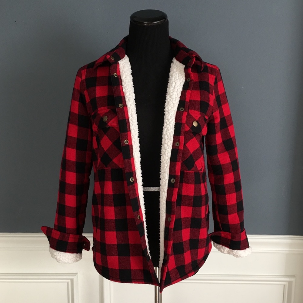 Forever 21 Sherpa-lined flannel jacket Sz Small